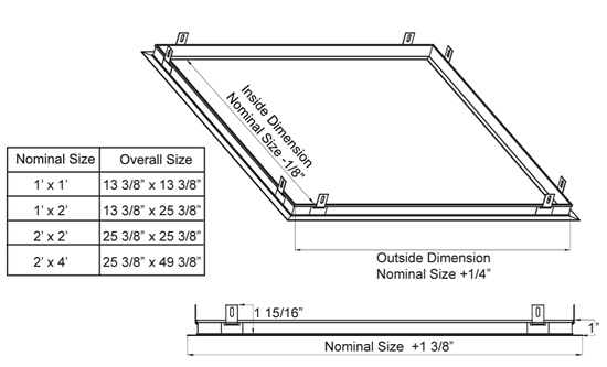 American Louver Plaster Frame Dimensions