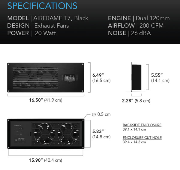 AC Infinity AIRFRAME Specifications