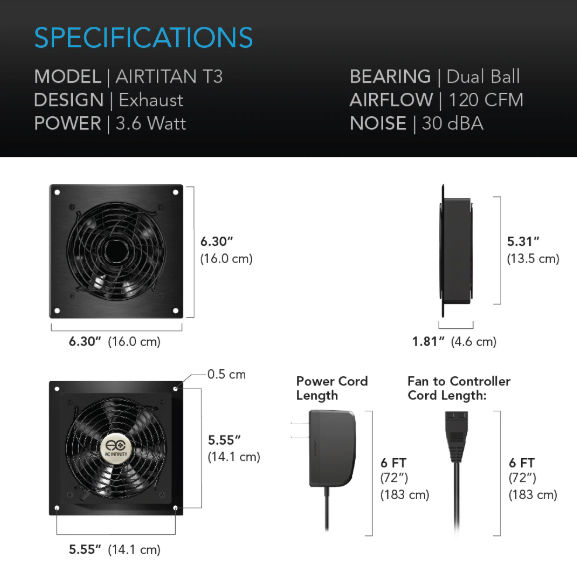 AC Infinity AIRTITAN T3 Crawl Space Vent