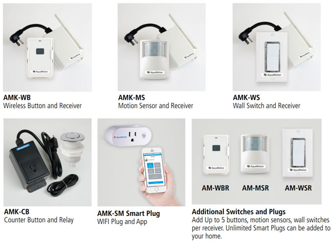 AquaMotion AMK-WS On Call Wireless Wall Rocker Switch & Receiver