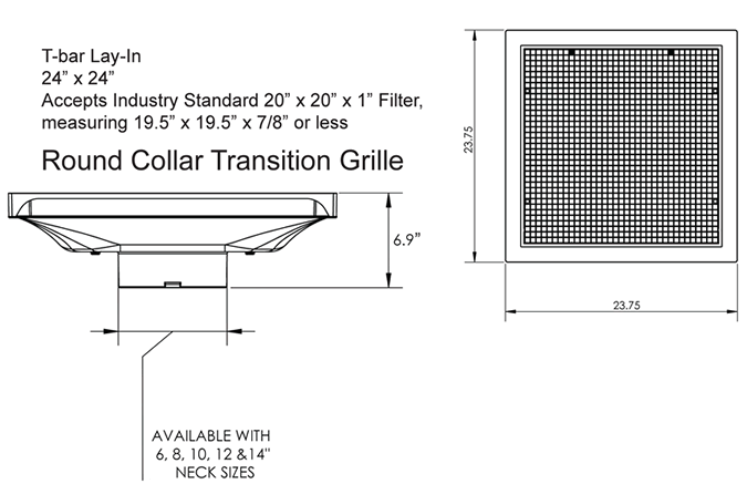 American Louver Stratus Return Grille Dimensions