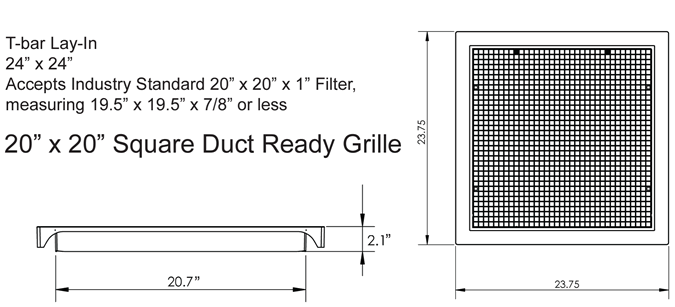 American Louver Stratus Return Grille Dimensions