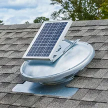 GAF solar attic fan on shingle roof