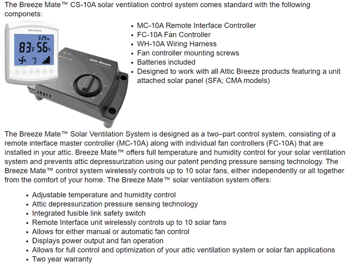 attic breeze CS-10A controller