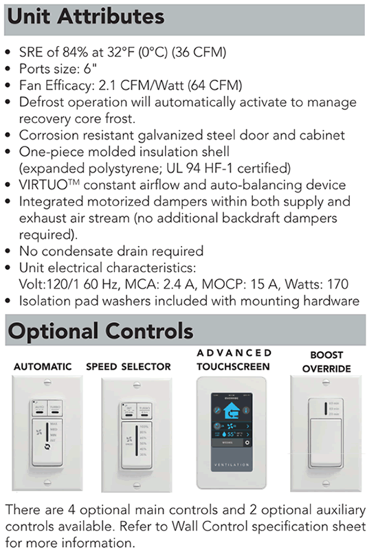 Broan BLP150 Series Specifications