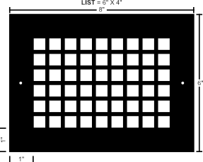 grille dimensions overview. list vs actual size