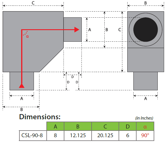 Elbow Silencer Dimensions