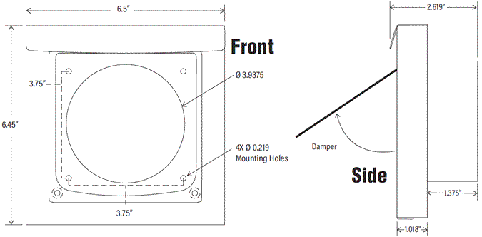 Dryerwallvent specifications