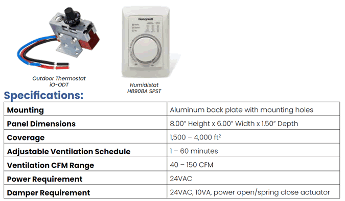 iO HVAC Controls iO-FAV-PLUS Fresh Air Ventilation Kit Specifications