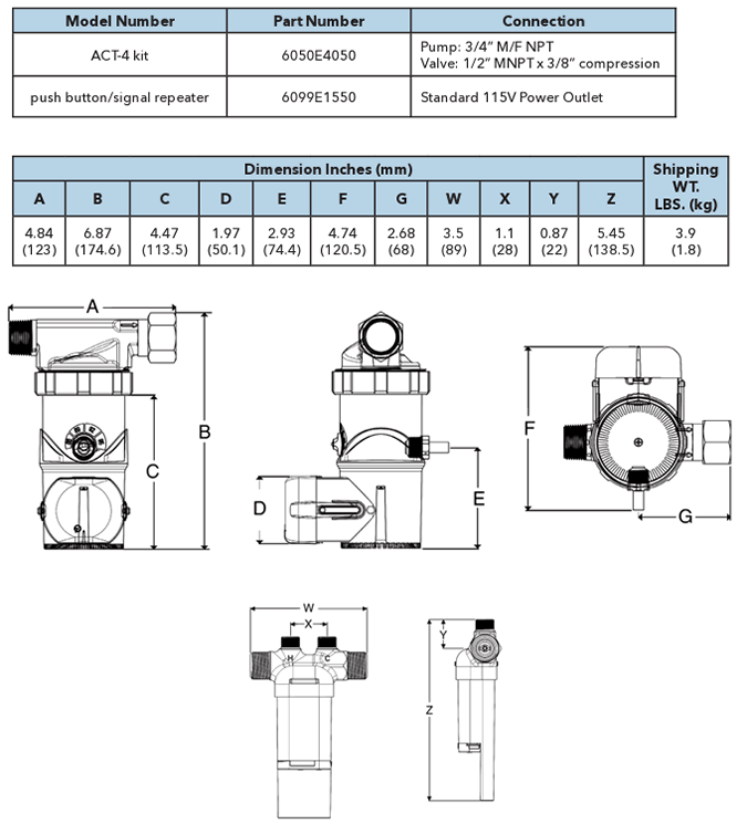 laing act-4 hot water recirculation system specifications