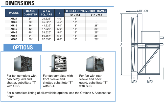 canarm leader XB wall exhauster series