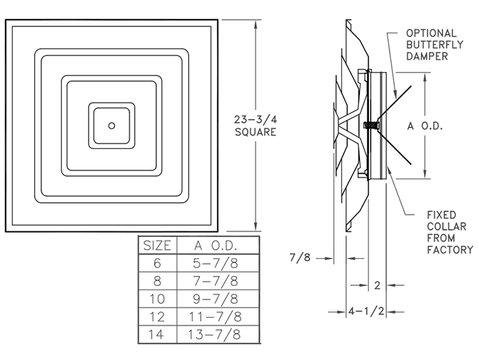 Lima 1520 Series Diffuser Dimensions