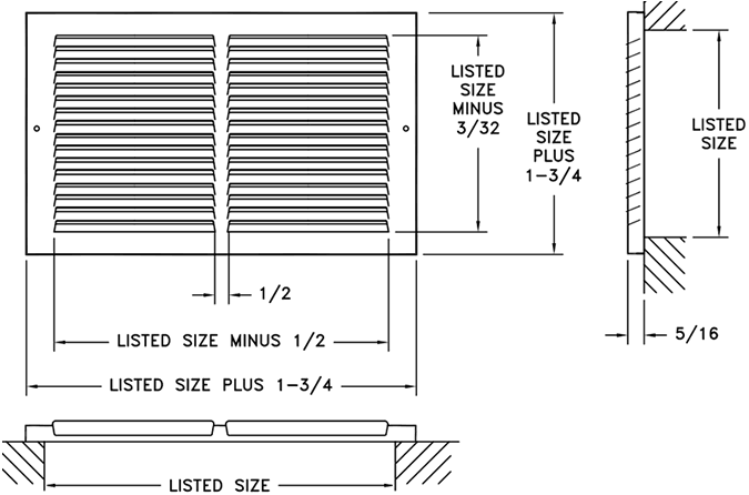 Lima 60GH Series Grilles Dimensions