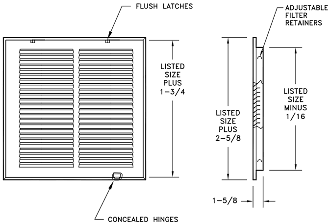 Lima 60GHFF Series Grilles Dimensions