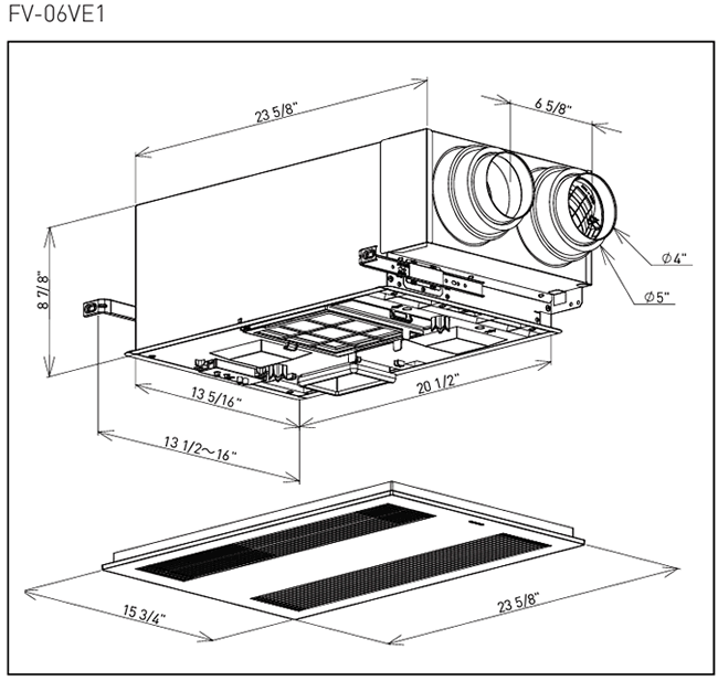 Panasonic WhisperComfort 60 ERV Dimensions