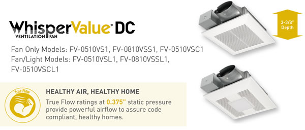 Panasonic WhisperValue DC Fan Specifications
