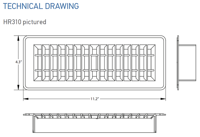 primex hr series register dimensions