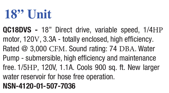 quietcool qc evaporative cooler specs