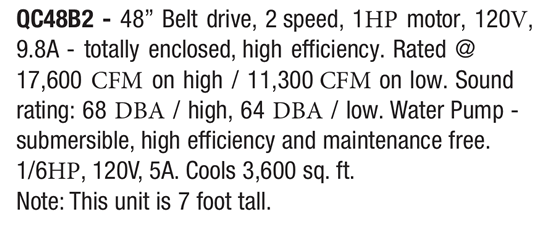 quietcool qc evaporative cooler specs