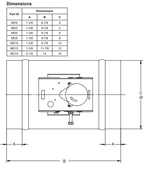 Soler Palau MD Damper Dimensions