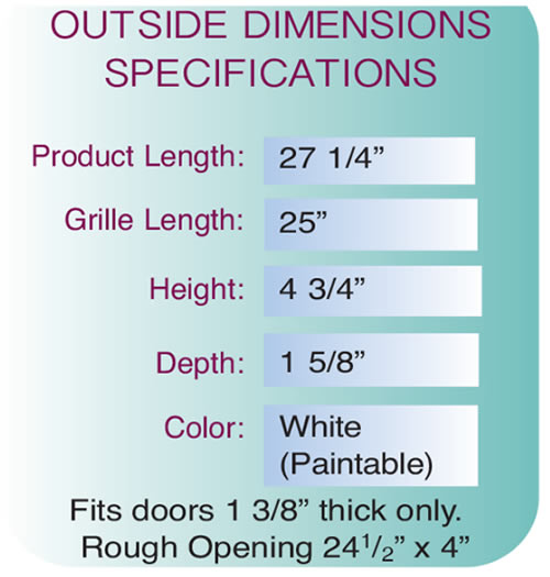 Tamarack Perfect Balance In-Door Return Air Pathway Dimensions