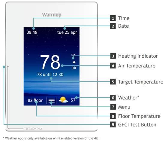warmup 4iE thermostat features