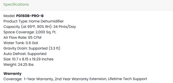 Waykar PD160B Dehumidifier
